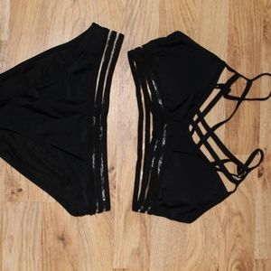 Black high waisted strappy bikini